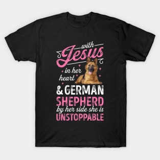 With Jesus In Her Heart And German Shepherd T-Shirt